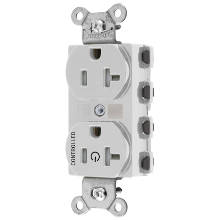 Hubbell Wiring Device-Kellems Straight Blade Receptacle, 5-20R, 20 A, 125V AC, 2 Pole, 3 Wire, Grounded SNAP5362C1WTRA